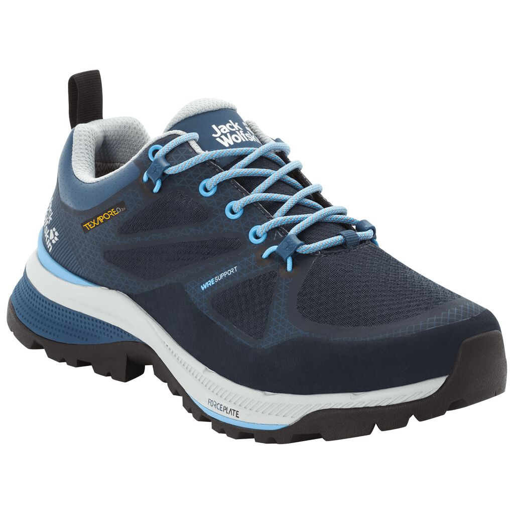 Jack Wolfskin FORCE STRIKER TEXAPORE LOW Chaussures Femme Bleu Foncé/Bleu Clair - TBZROGX-82